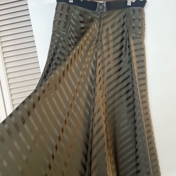 Vintage Jean Paul Gaultier Green Satin Chevron Maxi Skirt size 10 - Picture 1 of 13